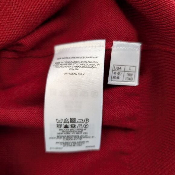 BROOKS BROTHERS Sweater‎ Men's L Red Saxon Wool Knit V Neck Long Sleeve - Picture 8 of 11